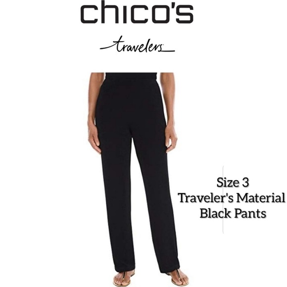 Chico’s Travelers Black Pants Size 3 Regular (XL size 16) Plus Size Curvy Girl - Picture 1 of 6